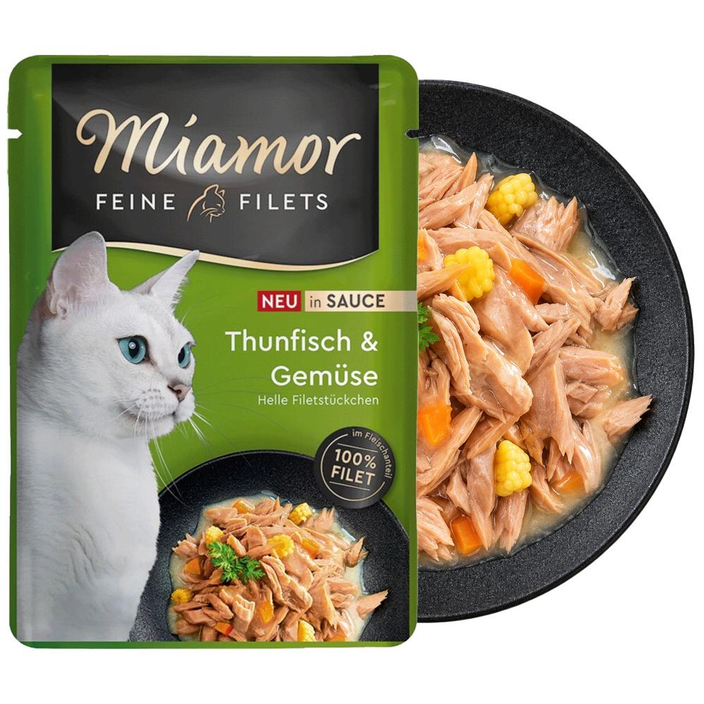 MIAMOR Feine Filets Tuńczyk z Warzywami w Sosie Karma Mokra dla Kota 12x100g
